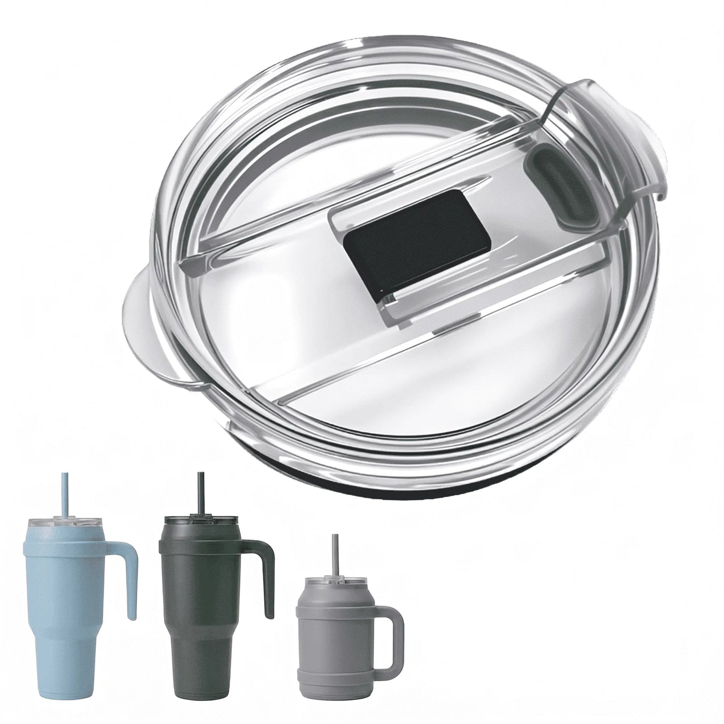 Replacement Lid for 40oz and 50oz Tumblers, Tumbler Lid with Straw Opening and Sip-Through Opening, Leak-Resistant Dishwasher-Safe Plastic Cup Lid
