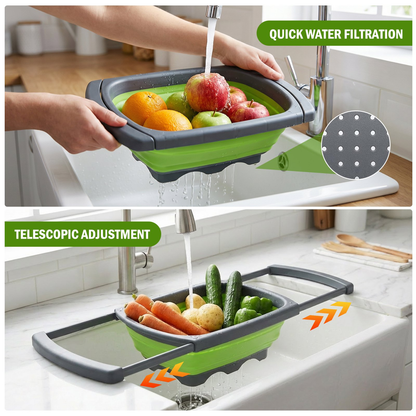 Collapsible Colander Strainer, 6 Quart Over the Sink with Handles