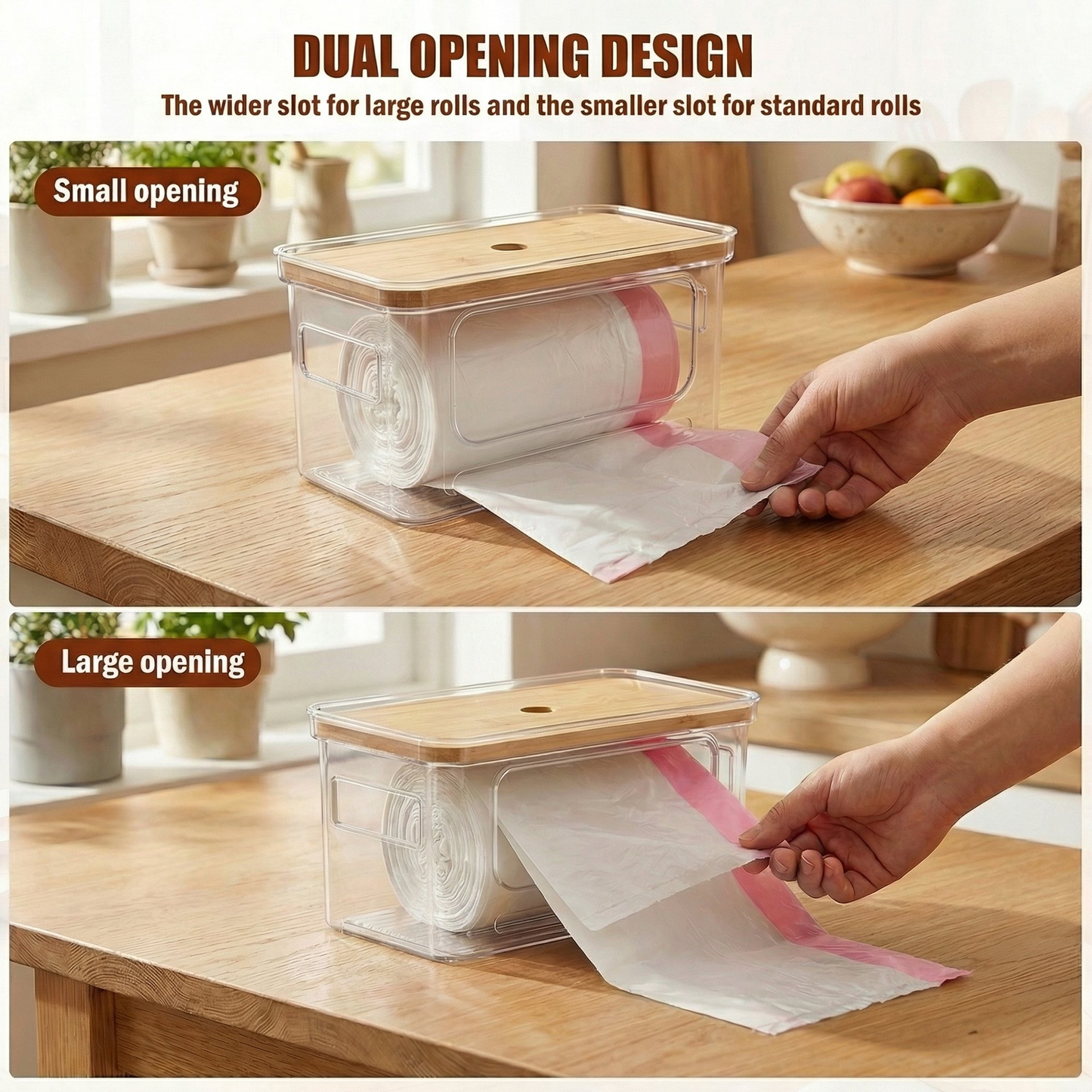 Trash Bag Dispenser 3-Pack, Stackable Extra Large Organizer for Garbage Bags, Versatile Storage Solution for Kitchen Under Sink, Pantry and Laundry Room Organization