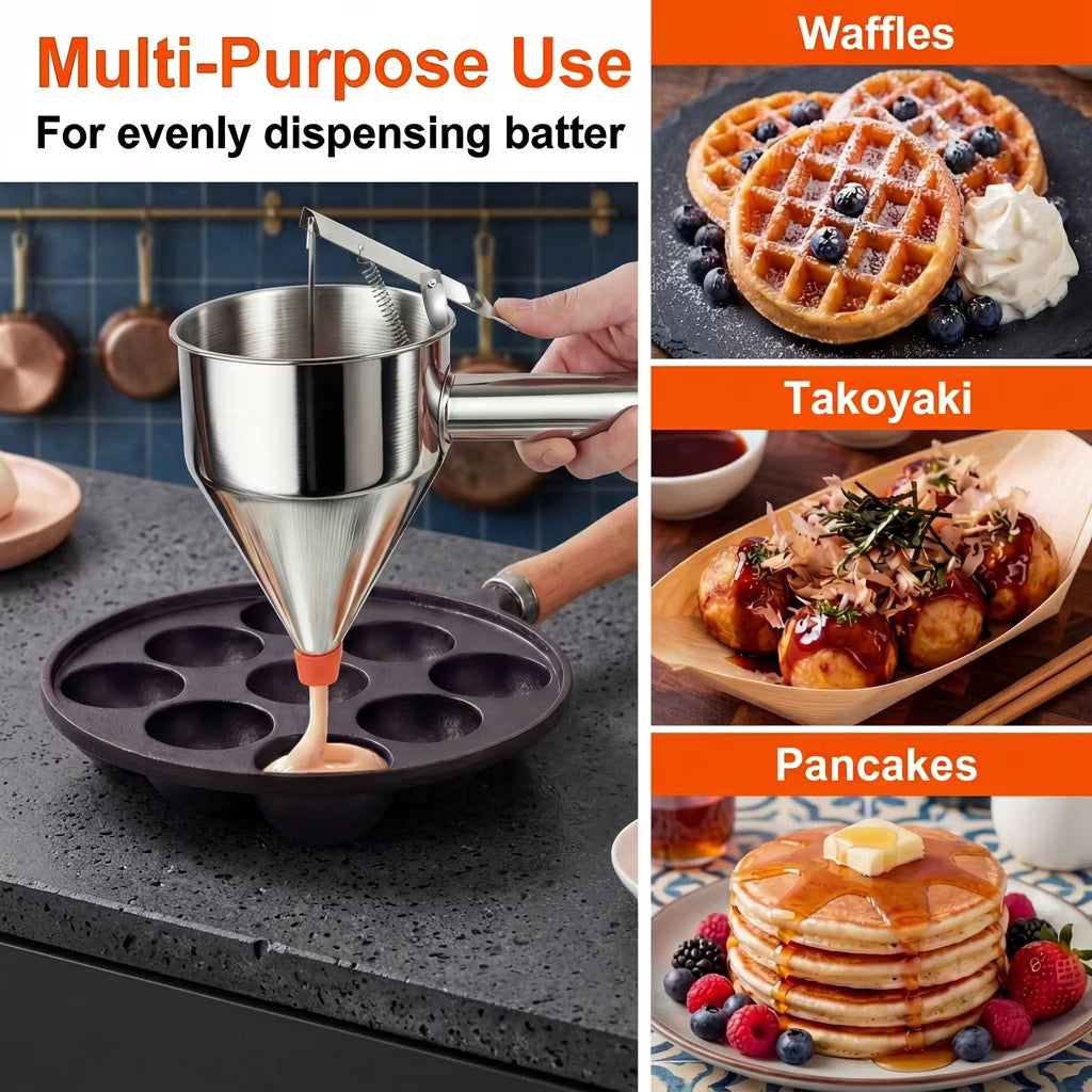 40oz Pancake Batter Dispenser, Funnel Cakes, Batter Dispenser for Pancakes, Funnel Cake Maker, Cupcakes, Muffins and More - Send Goods from Local Warehouse