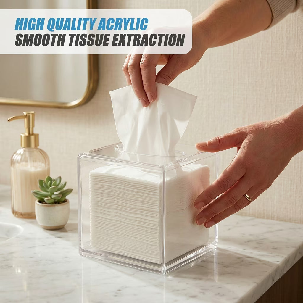Acrylic Napkin Holder for Bathroom Kitchen Bedroom Office Hotel, Clear Tissue Box Holder, Clear Tissue Box - Send Goods from Local Warehouse