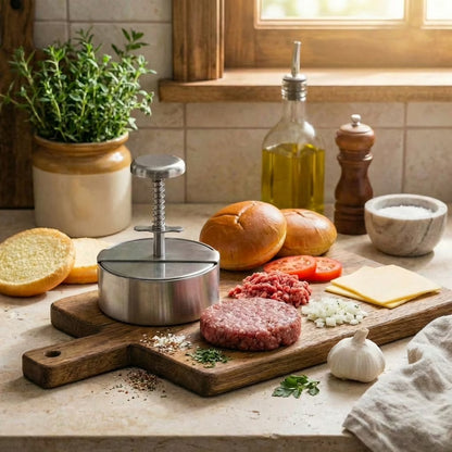 4.5 inch Stainless Steel Burger Patty Press, Round Burger Maker Press, Hamburger Press for Kitchen BBQ & Sandwich, Hamburger Patty Press