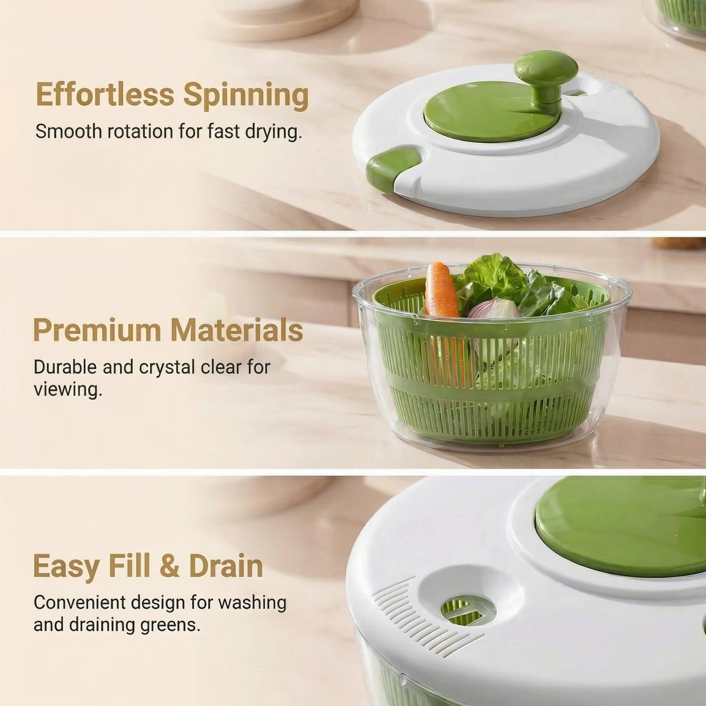 5-Quart Family Salad Spinner with Removable Colander - Multi-Use Vegetable Washer & Dryer, Dishwasher-Safe Lettuce Crisper with Pour Spout