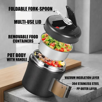 50 oz Thermos Food Jar, Leakproof Wide Mouth Thermos for Hot Food, Stainless Steel Food Thermos for Soup, Vacuum Insulated Soup Thermos for Adults with Portable Handle