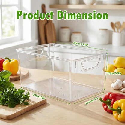 4-Pack Clear Storage Bins with Lids, Stackable Plastic Organizer Bins for Pantry, Fridge, Freezer, Cabinet