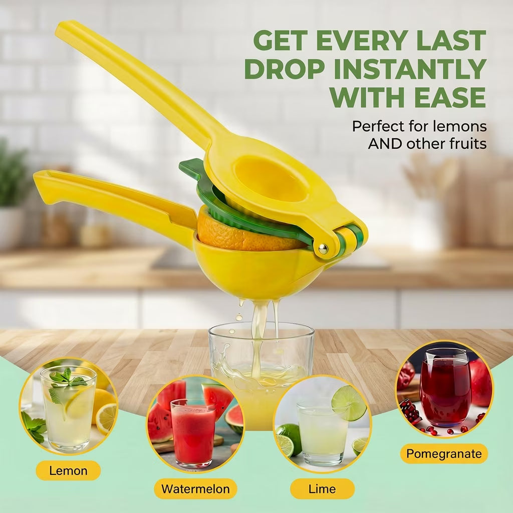 2-in-1 Maximum Juice Extraction Hand Citrus Press, Stainless Steel Metal Lemon & Lime Squeezer, Ultra-Durable Manual Lemon Juicer & Lime Juicer, Lemon Press