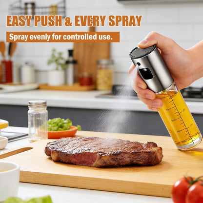 2 Pack Oil Sprayer for Cooking, Upgraded Refillable Olive Oil Spray Bottle Mister with Brush for Air Fryer Oil Vinegar Portable Glass Kitchen Gadget for BBQ, Salad, Roasting