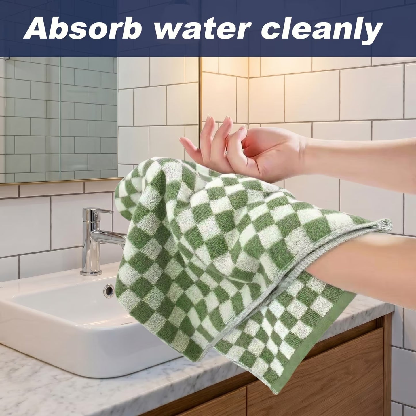 5-Pack Checkered Cotton Towels — 13×29 Inch Absorbent Towel Set for Bathroom, Kitchen & Gym, Multicolor