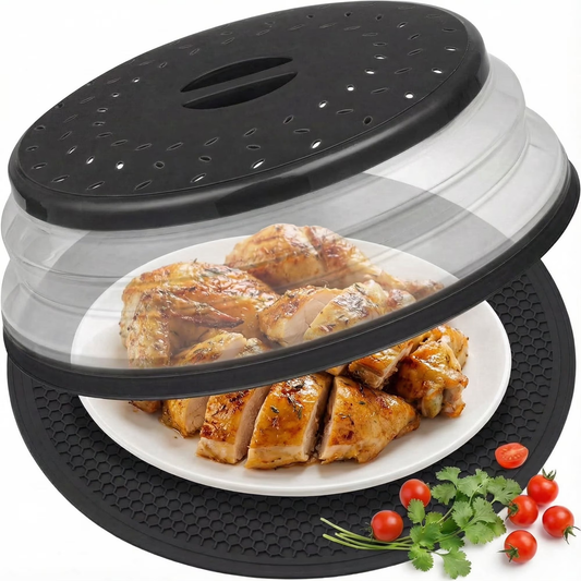 Collapsible Microwave Food Cover, Microwave Splatter Guard with Steam Vent, Dishwasher Safe Kitchen Plate Cover, 1 Pack