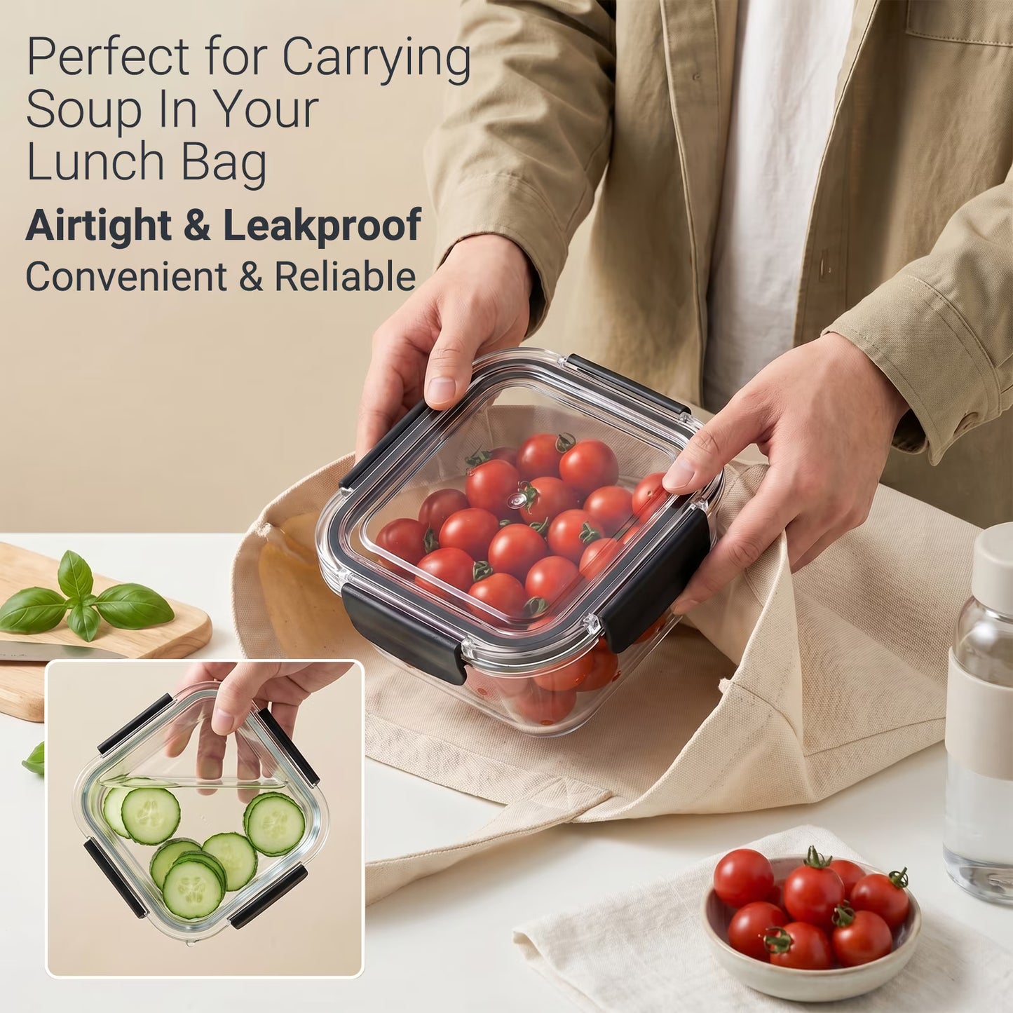 24-Piece Glass Meal Prep Containers, Meal Prep Containers Glass, Borosilicate 12 Containers + 12 Snap Lock Lids, Glass Food Storage Containers with Lids, Food Storage Containers with Lids for Lunch