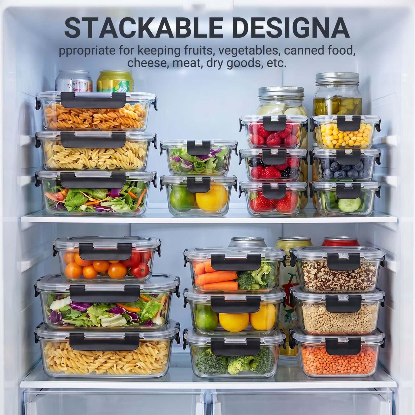 24-Piece Glass Meal Prep Containers, Meal Prep Containers Glass, Borosilicate 12 Containers + 12 Snap Lock Lids, Glass Food Storage Containers with Lids, Food Storage Containers with Lids for Lunch