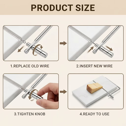 Cheese Slicer Board Wire-Cutter Marble Heavy Duty Upgrade Thick-Wire Adjustable Thickness 1 Pack 5x8 Inch