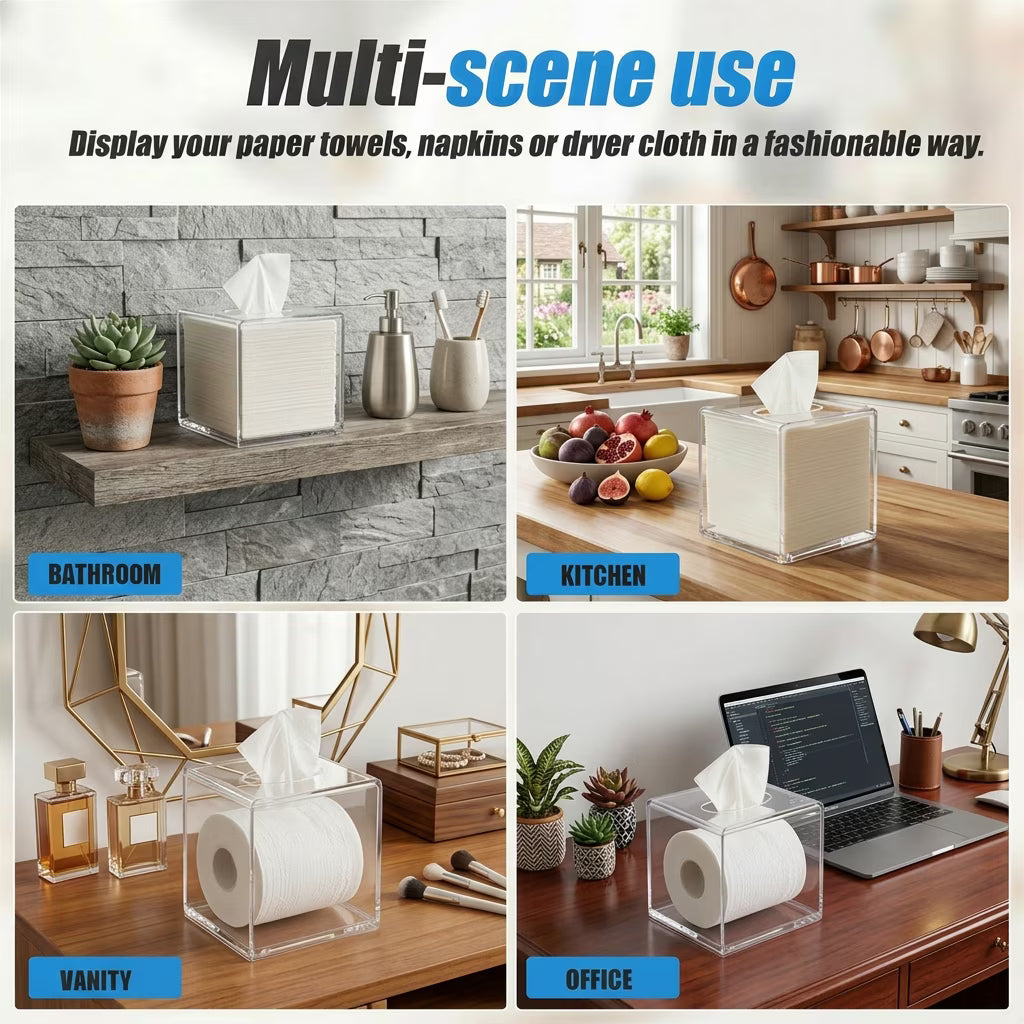 Acrylic Napkin Holder for Bathroom Kitchen Bedroom Office Hotel, Clear Tissue Box Holder, Clear Tissue Box - Send Goods from Local Warehouse