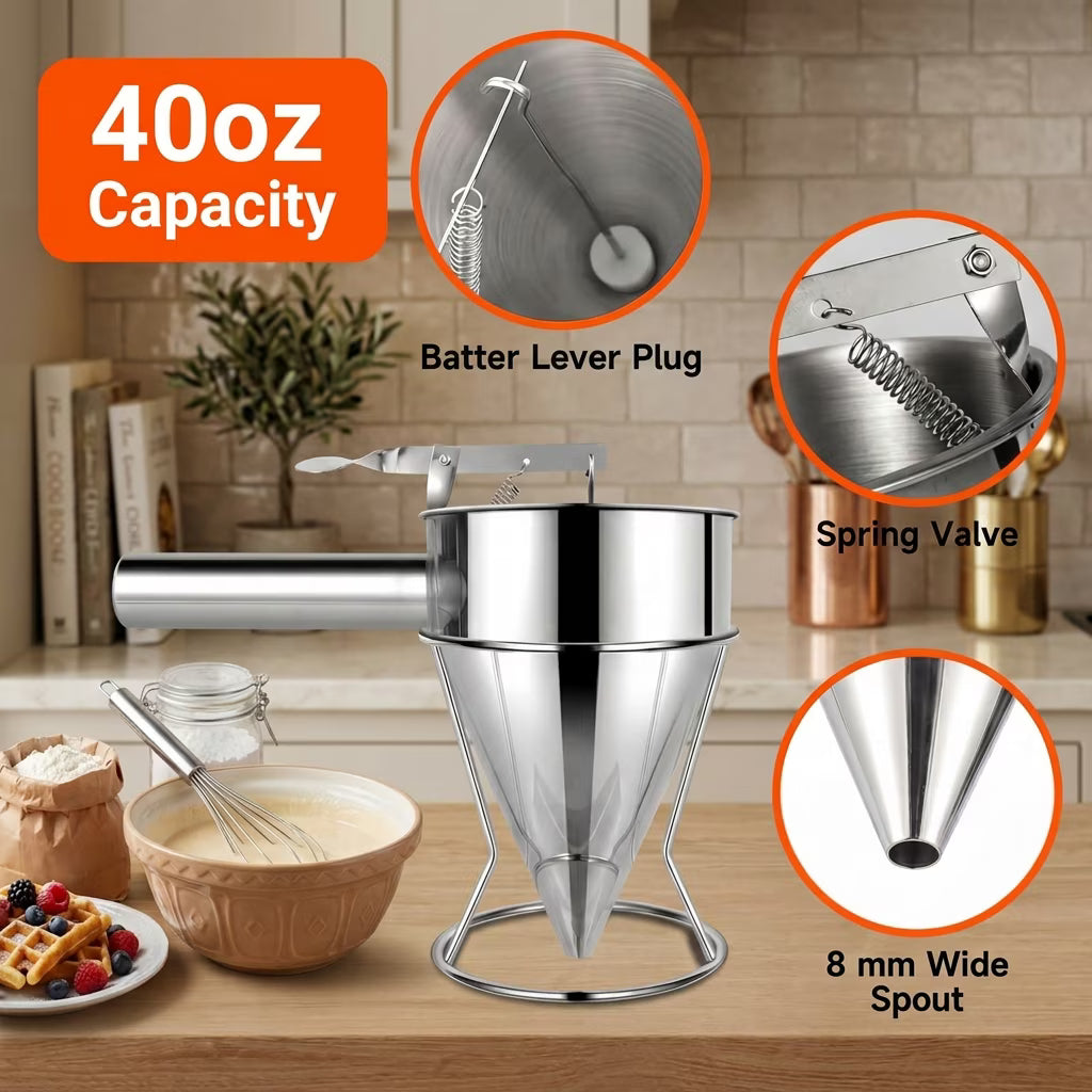 40oz Pancake Batter Dispenser, Funnel Cakes, Batter Dispenser for Pancakes, Funnel Cake Maker, Cupcakes, Muffins and More - Send Goods from Local Warehouse