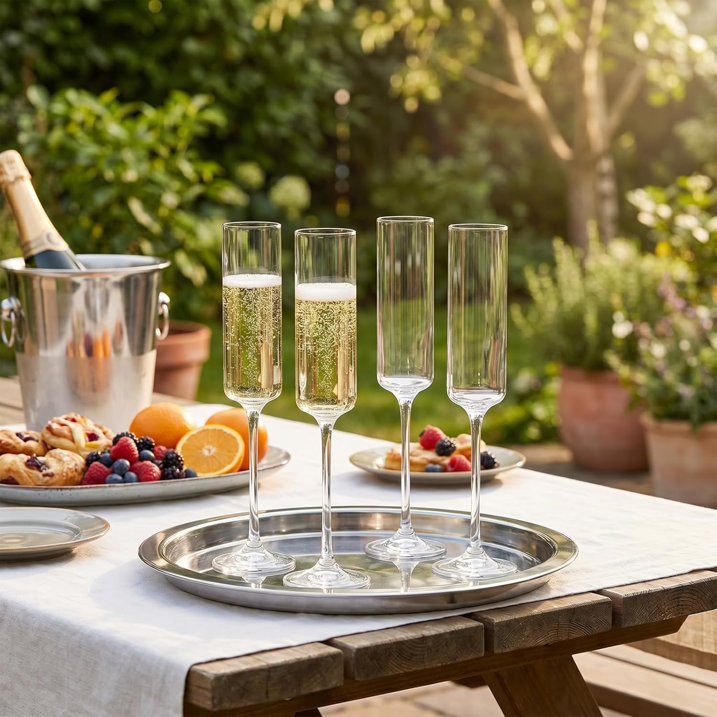 Set of 6 Crystal Champagne Flutes,Hand Blown Crystal Champagne Flutes with Long Stem,6.5 oz Elegant Champagne Flutes Wine Glass Stemware, Gift for Mother's Day,Wedding & Party