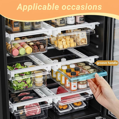 Extra-Deep Fridge Drawer Organizer, Clear Undershelf Refrigerator Organizers and Storage, Sturdy Fridge Drawer for Refrigerators Under 0.6"