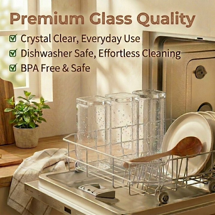 1.9 Qt Rectangle Plastic Food Storage Containers with Airtight Lids, Clear Food Jar,Plastic Jars with Bamboo Lids, Canister Set of 3, Pantry Organizers and Storage for Flour Cereal