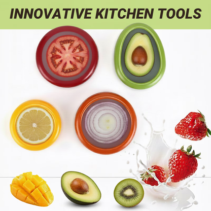 Avocado Onion Storage Set (4-Pack), Reusable Silicone Pods for Garlic, Tomato, Lemon & Fresh Food Preservation