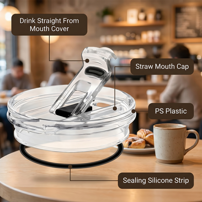 Replacement Lid for 40oz and 50oz Tumblers, Tumbler Lid with Straw Opening and Sip-Through Opening, Leak-Resistant Dishwasher-Safe Plastic Cup Lid