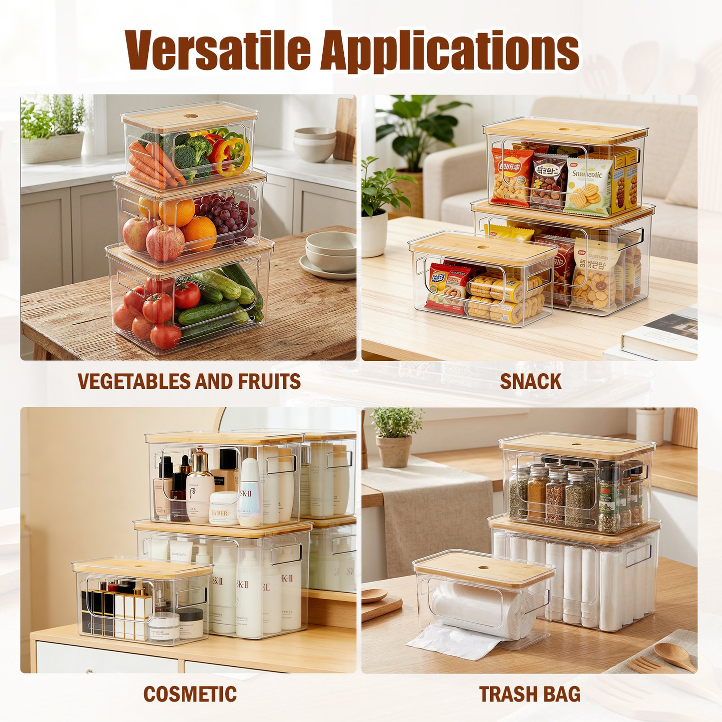 Trash Bag Dispenser 3-Pack, Stackable Extra Large Organizer for Garbage Bags, Versatile Storage Solution for Kitchen Under Sink, Pantry and Laundry Room Organization