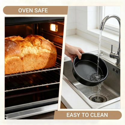 Round Non-Stick Cake Pan Set (8 Inch - 2 Pack), Removable Bottom for Quick Release, Even Heating Baking Pans Ideal for Celebrations & Family Gatherings