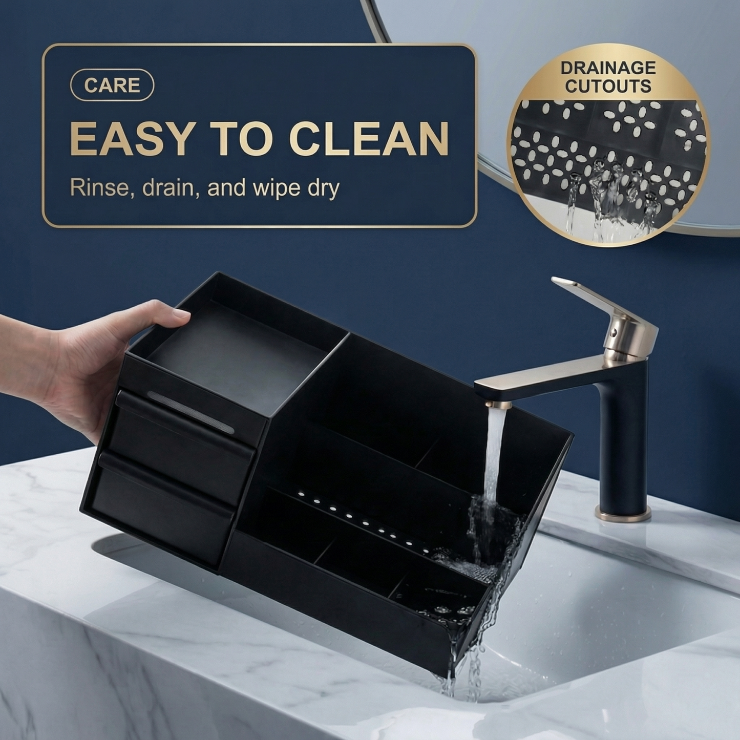 Cologne Organizer for Men, Cologne Stand with 2 Storage Drawers, Vanity Perfume Organizer for Bedroom Dresser, Countertop Display Case