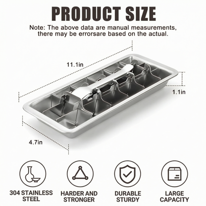 2 Pack 18-Cube Heavy-Duty Stainless Steel Ice Tray with Easy-Lift Handle - 304 Metal Freezer Mold for Cocktails, Kitchen Prep & Baby Food, Bar-Quality Ice at Home