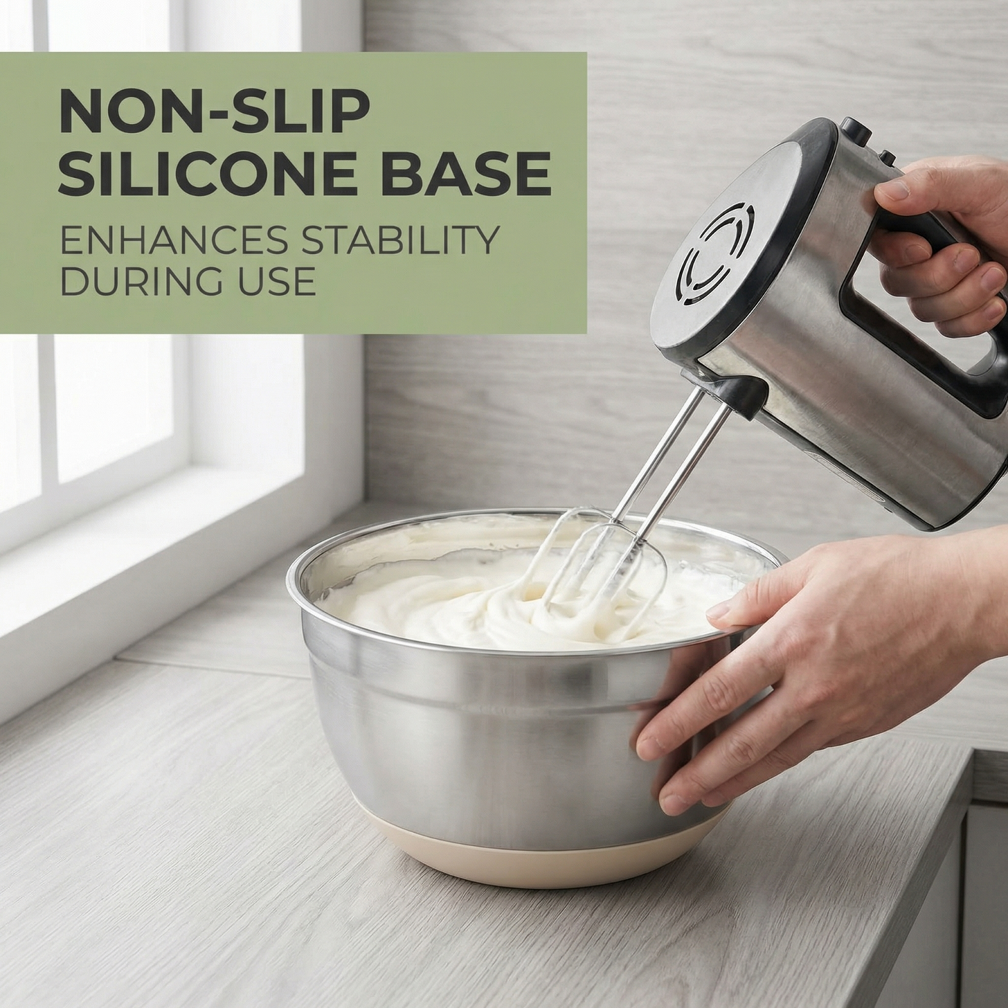 15-Piece Stainless Steel Mixing Bowl Set with Lids & Grater Attachments — 6 Nesting Sizes (7, 4, 2.5, 2, 1.5, 1 QT ), Non-Skid Silicone Base, Kitchen Prep Tools