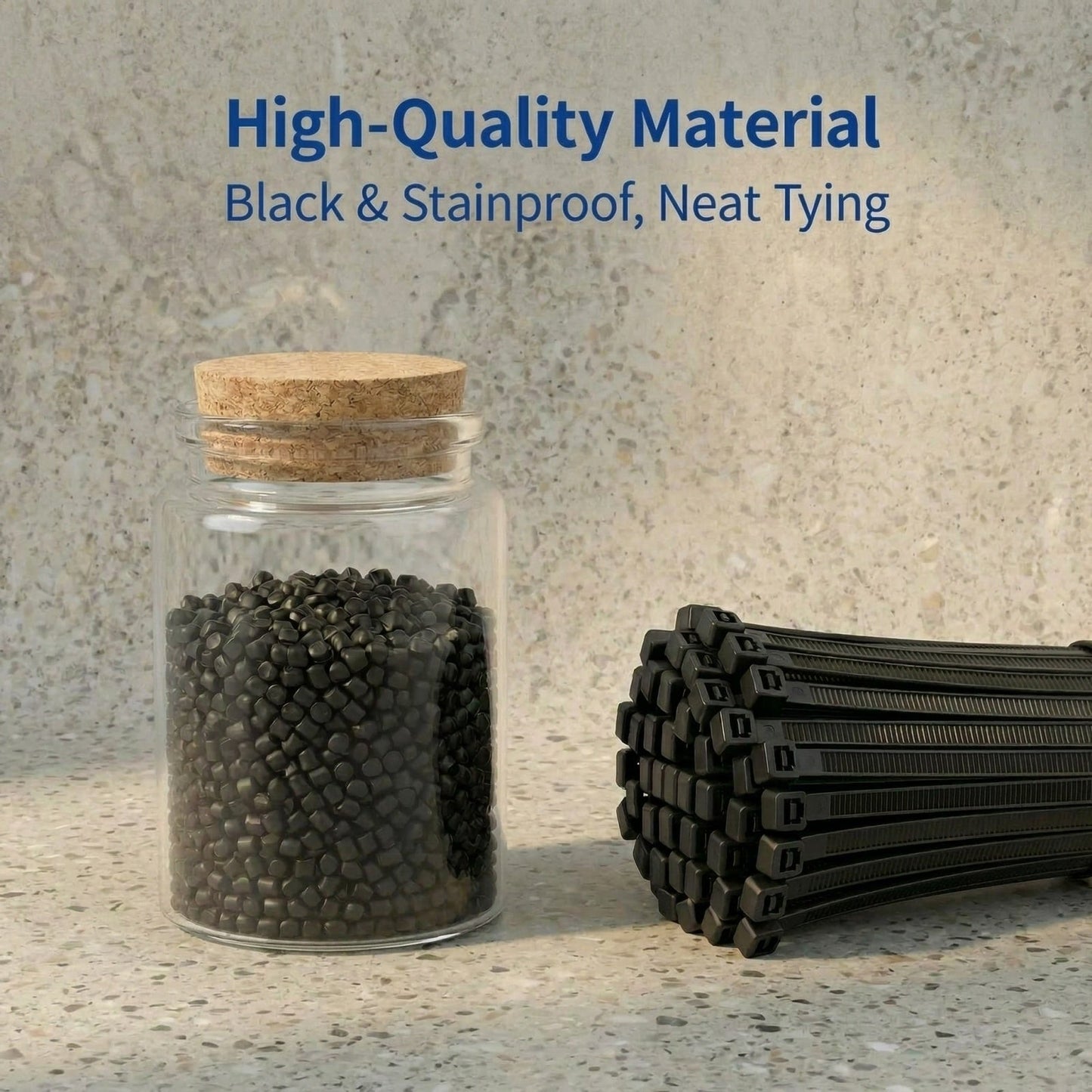 1500-Count Black Cable Ties 8 Inch - Heavy-Duty Nylon Zip Ties for Indoor/Outdoor Use, Weather-Resistant Wire Organizer for Home, Garden & Holiday Decor
