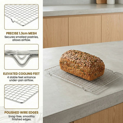 6-Piece Baking Sheet Set with Cooling Racks – 3 Nonstick Carbon Steel Trays (13/15/17 Inch) & 3 Stackable Wire Grids