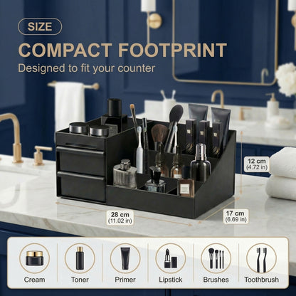 Cologne Organizer for Men, Cologne Stand with 2 Storage Drawers, Vanity Perfume Organizer for Bedroom Dresser, Countertop Display Case