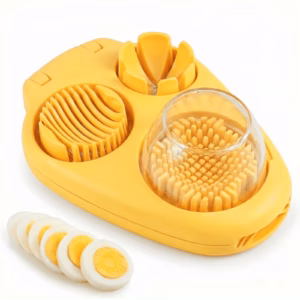 3-in-1 Egg Slicer with Catch Tray — Stainless Steel Wire Cutter for Hard-Boiled Eggs, Strawberries & Soft Produce