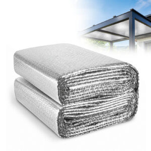 Reflective Bubble Insulation, 23.6 in x 10 ft 3 mm Reflective Insulation Roll, Double-Sided Foil Bubble Barrier with Tape, Silver