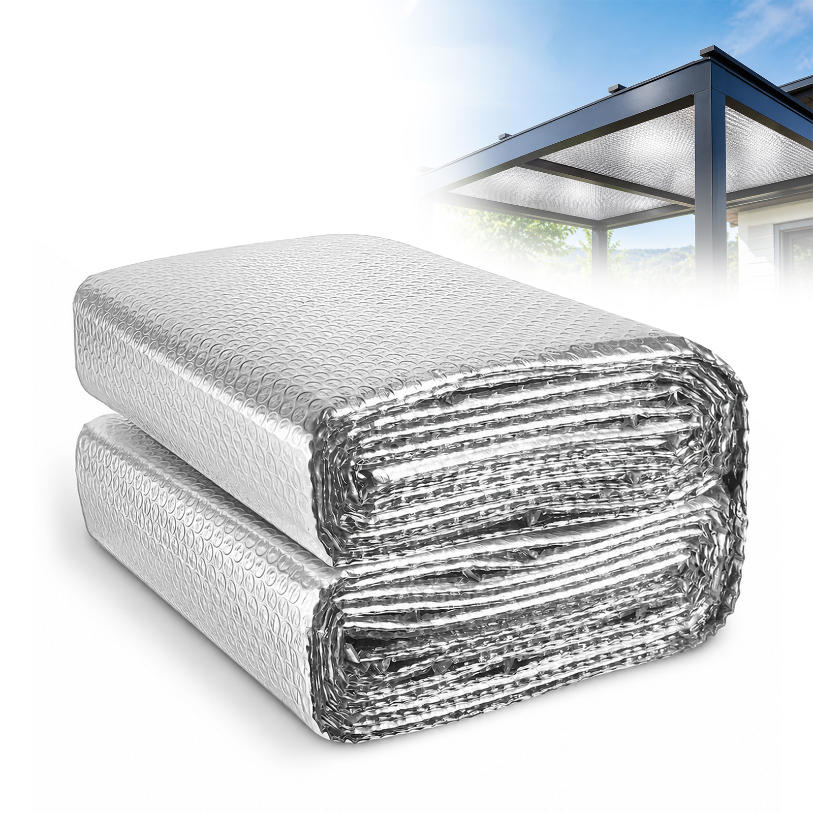 Reflective Bubble Insulation, 23.6 in x 10 ft 3 mm Reflective Insulation Roll, Double-Sided Foil Bubble Barrier with Tape, Silver