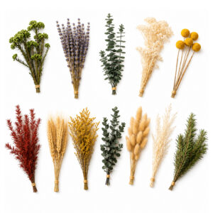 12 Kinds Natural Dried Flowers Set, Real Dried Flowers with Stems Including Golden Wheat, Lavender, Bunny Tails & More for Crafts, DIY Bouquets, Vase Decor, Wedding & Home Decor