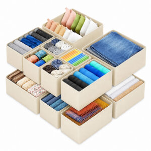 12 Pack Drawer Organizers Clothes, Closet Organizers and Drawer Dividers for Clothes, Foldable Fabric Clothing Organizers for Dresser Drawers