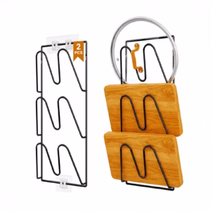 2 Pack Pot Lid Organizer for Cabinet Door Wall, 3-Tier Stainless Steel Wall-mounted Pot Lid Rack Holder inside Cabinet Door