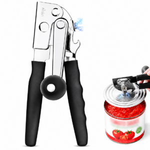 Heavy Duty Manual Can Opener, Stainless Steel Handheld Can Opener with Easy-Turn Knob and Bottle Opener, Smooth Edge Kitchen Can Opener with Comfortable Grip for Large, Round, Oval and Square Cans