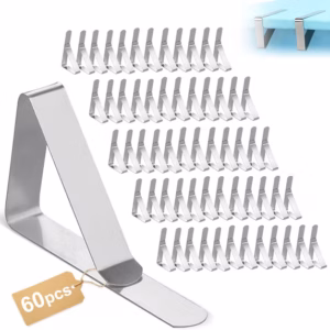 60 pcs Tablecloth Clips, Stainless Steel Picnic Table Clips, Heavy Duty Table Cloth Holder Clips for Outdoor Tables, Home, Camping, Parties