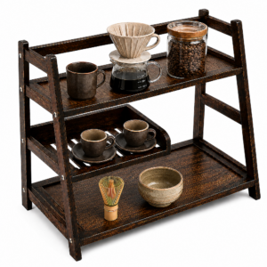 3-Tier Bamboo Matcha Station Organizer & Coffee Bar Shelf, Brown Countertop Storage Rack for Matcha, Coffee & Tea Tools, Cups and Mugs, for Kitchen & Tea Bar