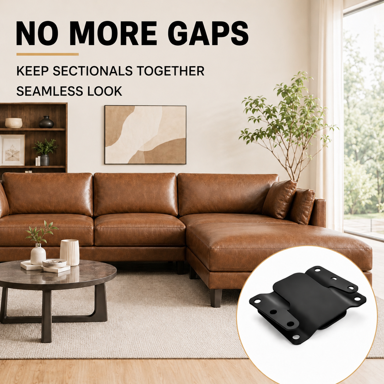 Sectional Couch Connectors, 4 Sets 8 Pieces Black Metal Sofa Connector Brackets with Screws, Interlocking Furniture Hardware for Modular Sectional Sofas - Image 6