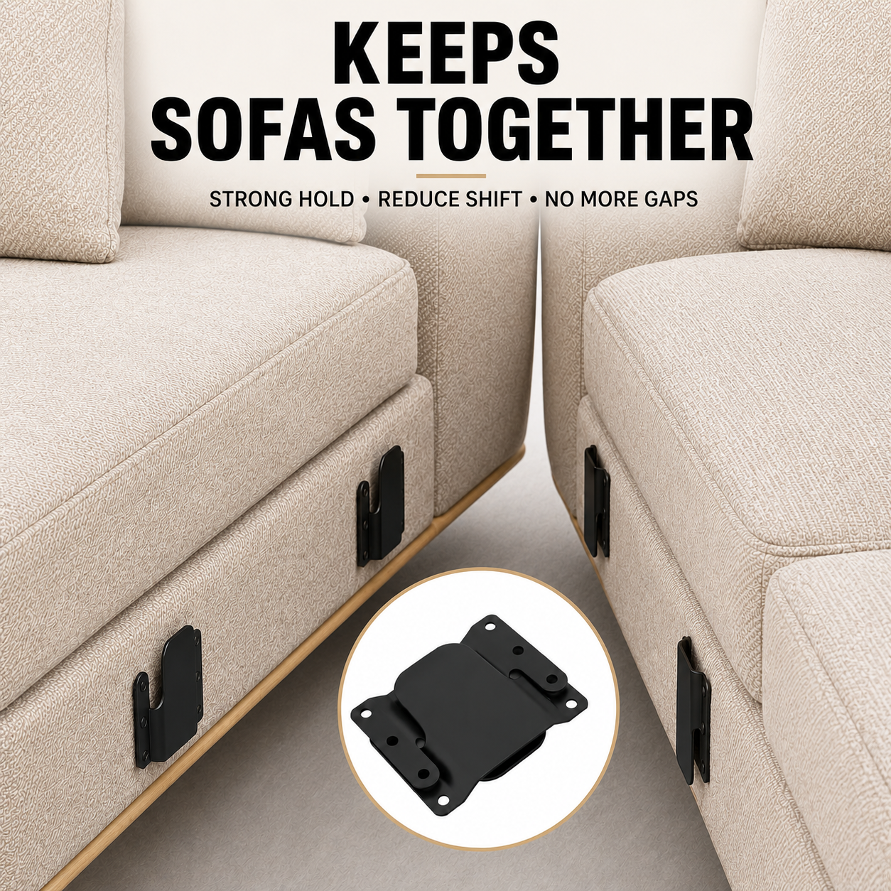 Sectional Couch Connectors, 4 Sets 8 Pieces Black Metal Sofa Connector Brackets with Screws, Interlocking Furniture Hardware for Modular Sectional Sofas - Image 2