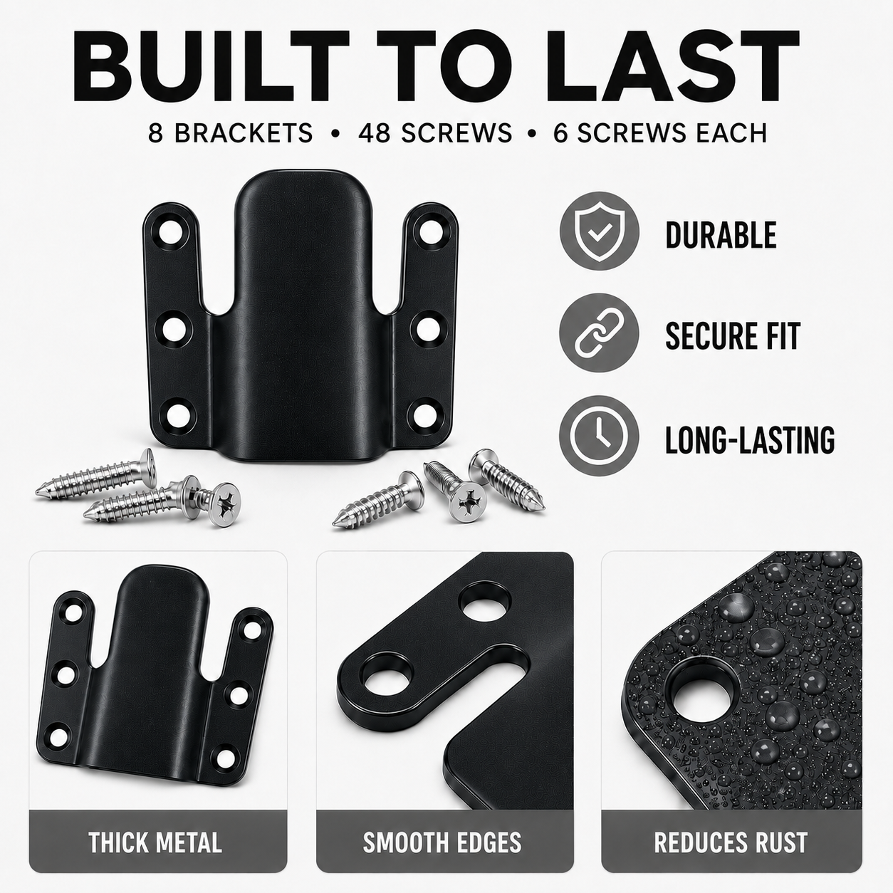 Sectional Couch Connectors, 4 Sets 8 Pieces Black Metal Sofa Connector Brackets with Screws, Interlocking Furniture Hardware for Modular Sectional Sofas - Image 3