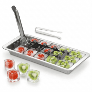 18-Cube Stainless Steel Ice Tray with Easy-Lift Handle - Heavy-Duty 304 Metal Freezer Mold for Cocktails, Baby Food & Kitchen Prep, Bar-Quality Ice at Home