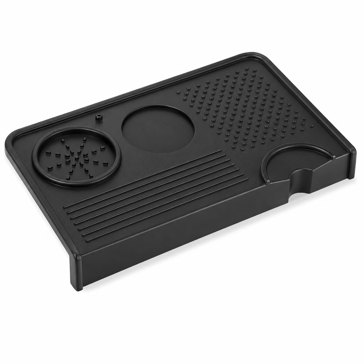 Espresso Tamping Mat, 10.4 × 5.2 Inch Black Silicone Coffee Tamper Mat, Waterproof Heat Resistant Tamp Station for Counter, Portafilter Tamping & Home Coffee Bar