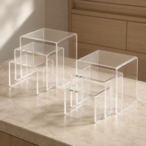 2 Sets of 3 Sizes Acrylic Risers Display Stand, Clear Display Riser Shelf 3 , 4 , 5 Inch for Cupcakes, Candy and Party Table Decorations